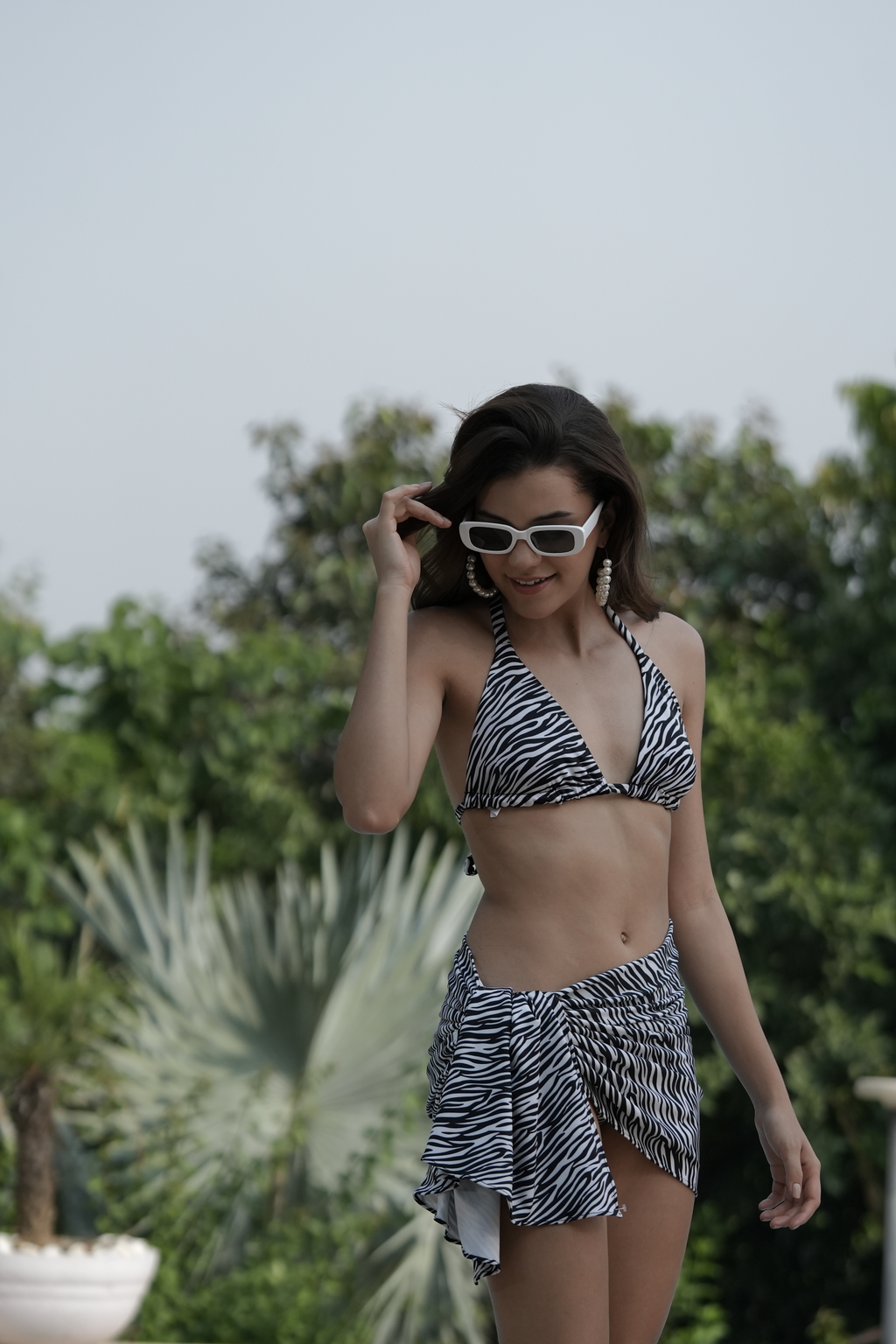 Zebra Bikini Set with Sarong
