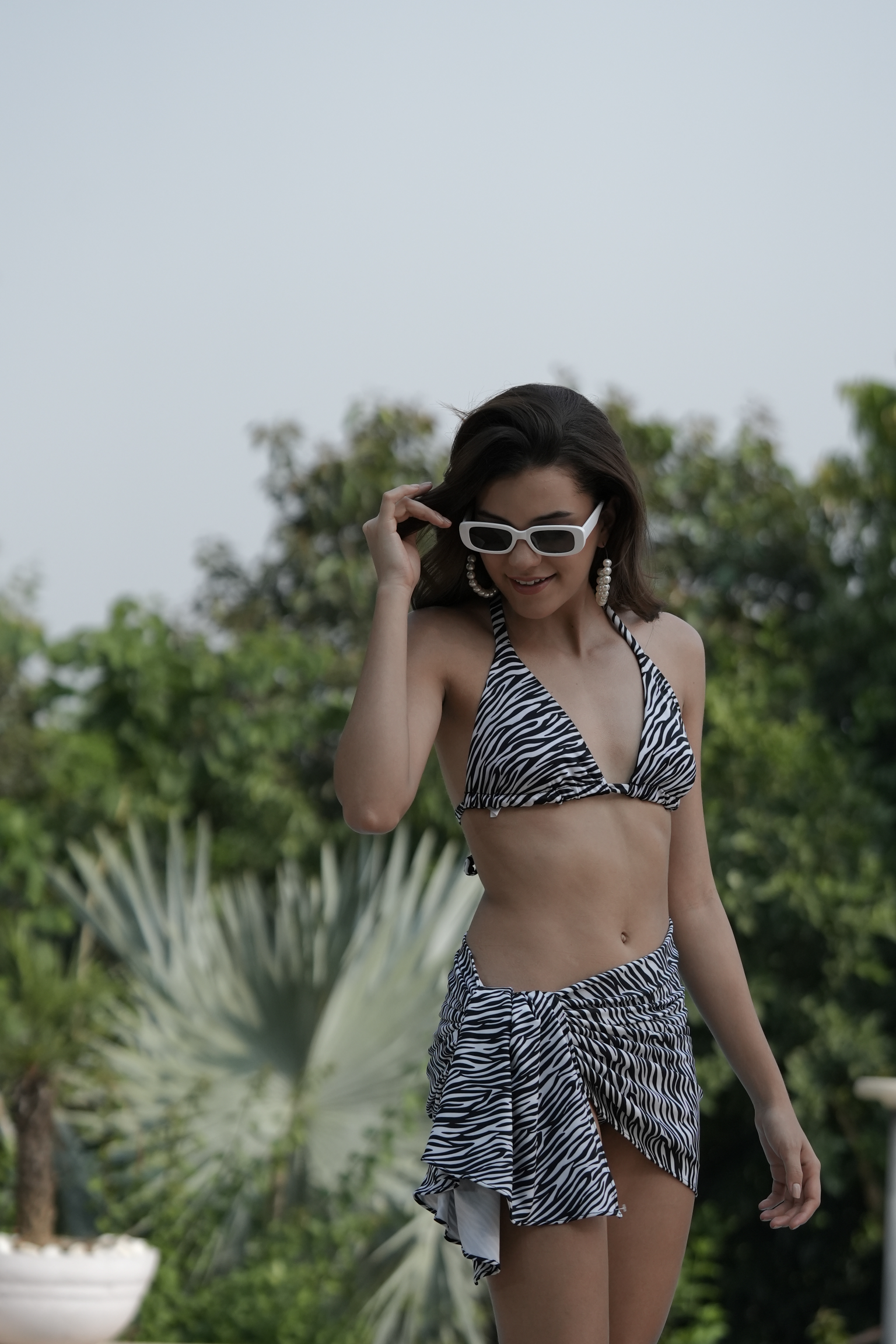 Zebra Bikini Set with Sarong